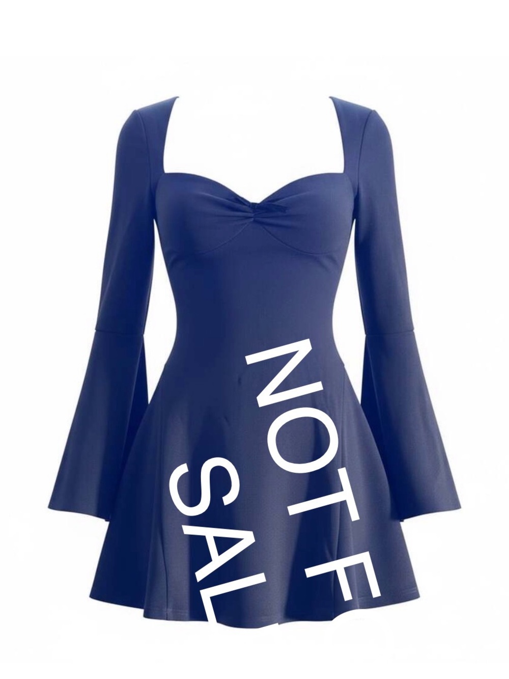 SHESEEWORLD Blue Sweetheart Neckline Flared Sleeve A-Line Mini Dress